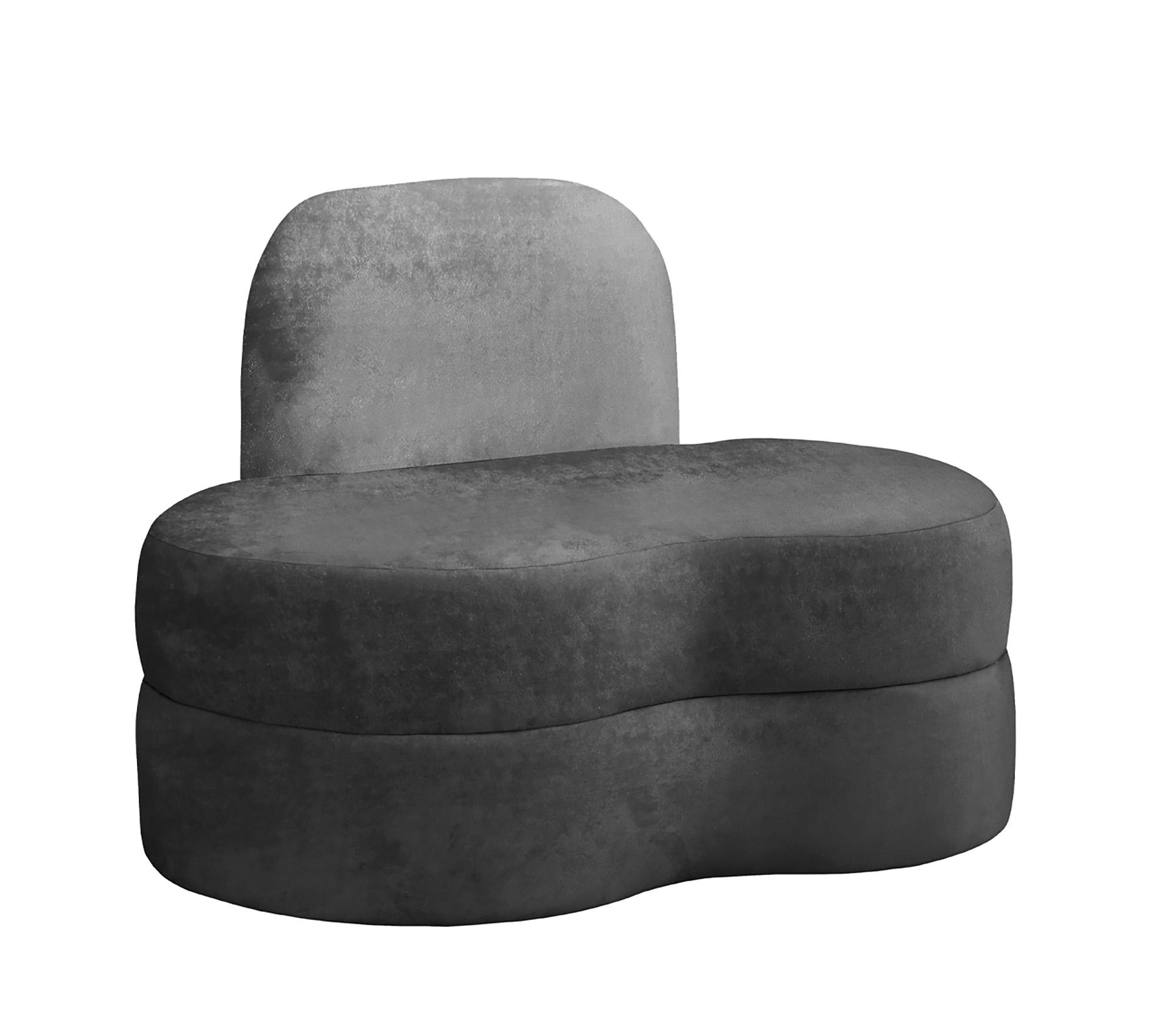 Contemporary Accent Chair MITZY 606Grey-C 606Grey-C in Gray Velvet
