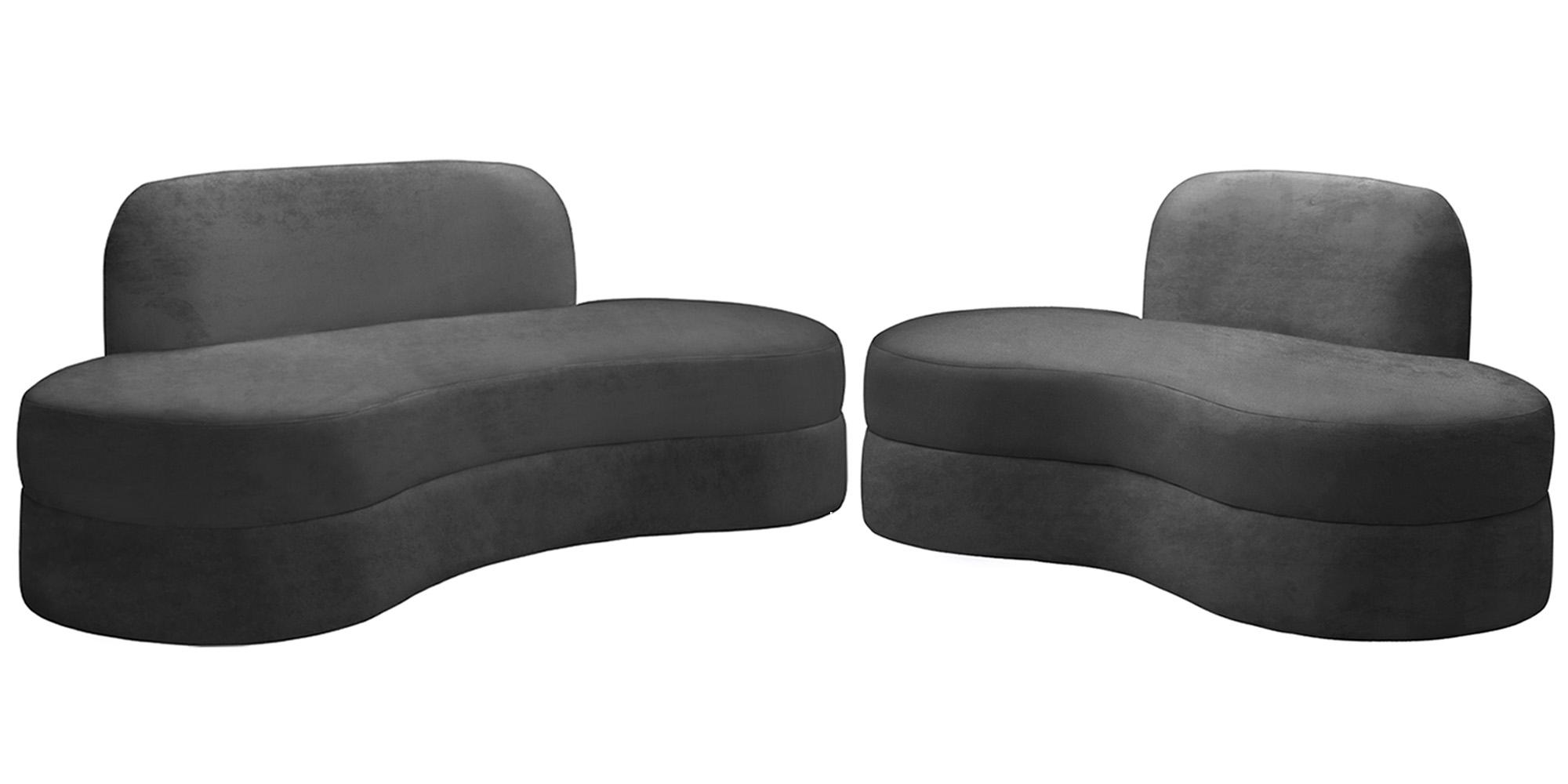 

    
Ultra Vogue Grey Velvet Lounge Sofa Set 2Pcs MITZY 606Grey-S Meridian Modern
