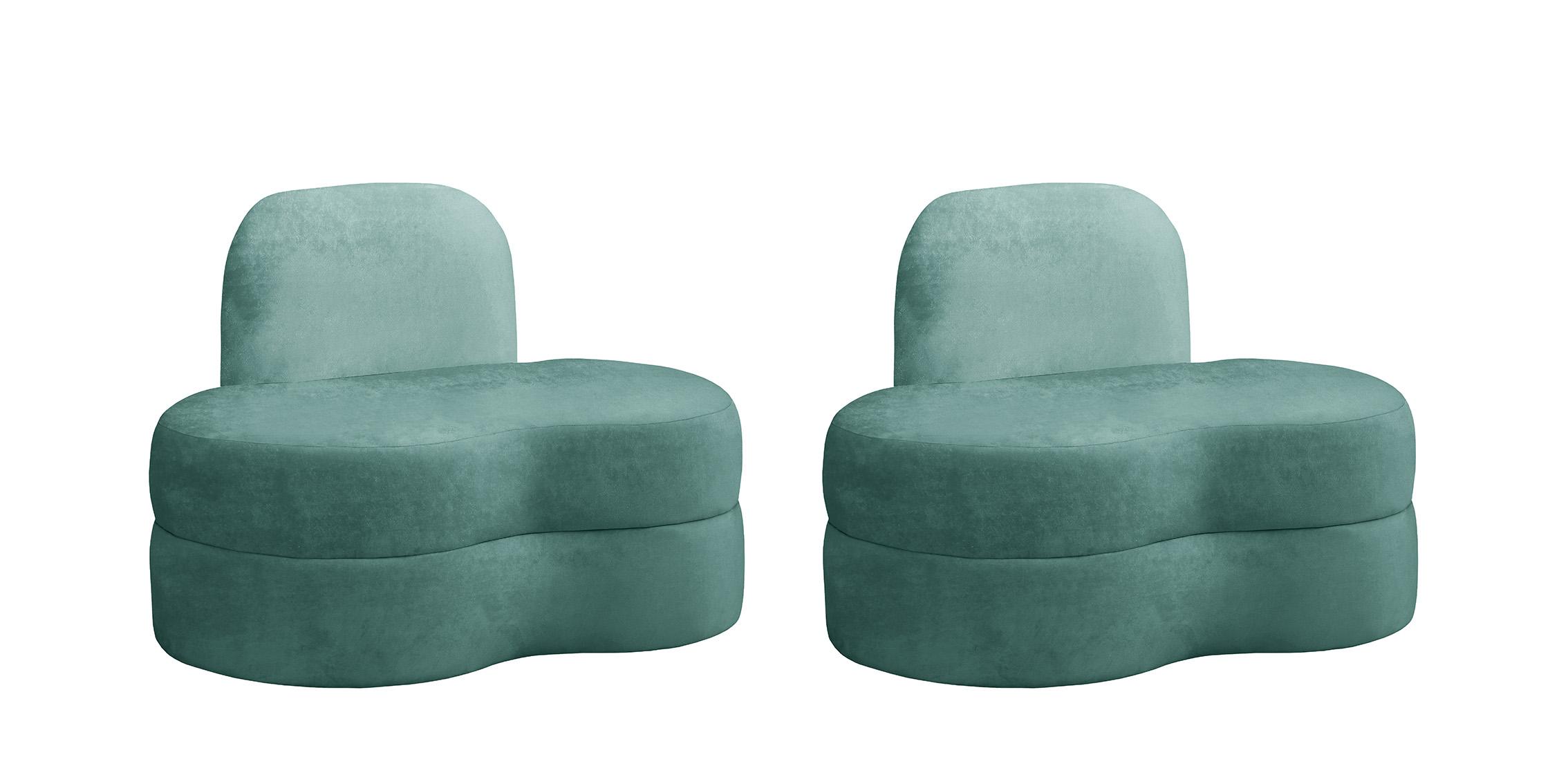 Contemporary Accent Chair Set MITZY 606Mint-C-Set-2 606Mint-C-Set-2 in Mint Velvet
