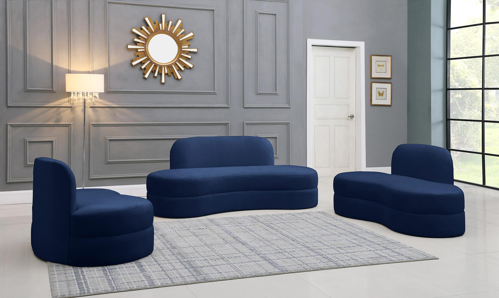 

    
Ultra Vogue Navy Velvet Lounge Sofa Set 2Pcs MITZY 606Navy-S Meridian Modern
