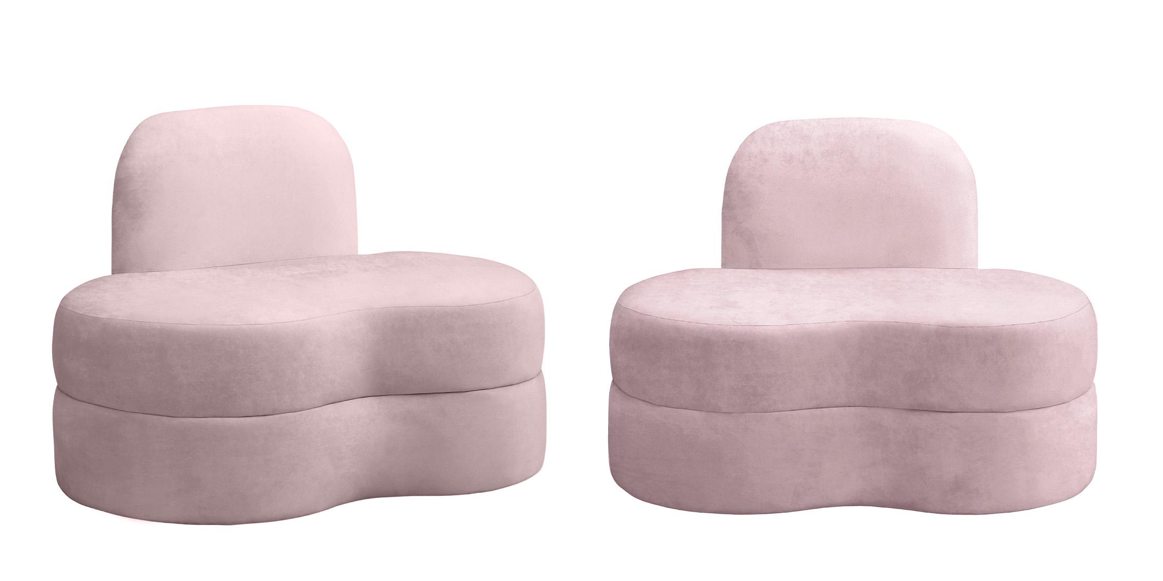 Contemporary Accent Chair Set MITZY 606Pink-C-Set-2 606Pink-C-Set-2 in Pink Velvet