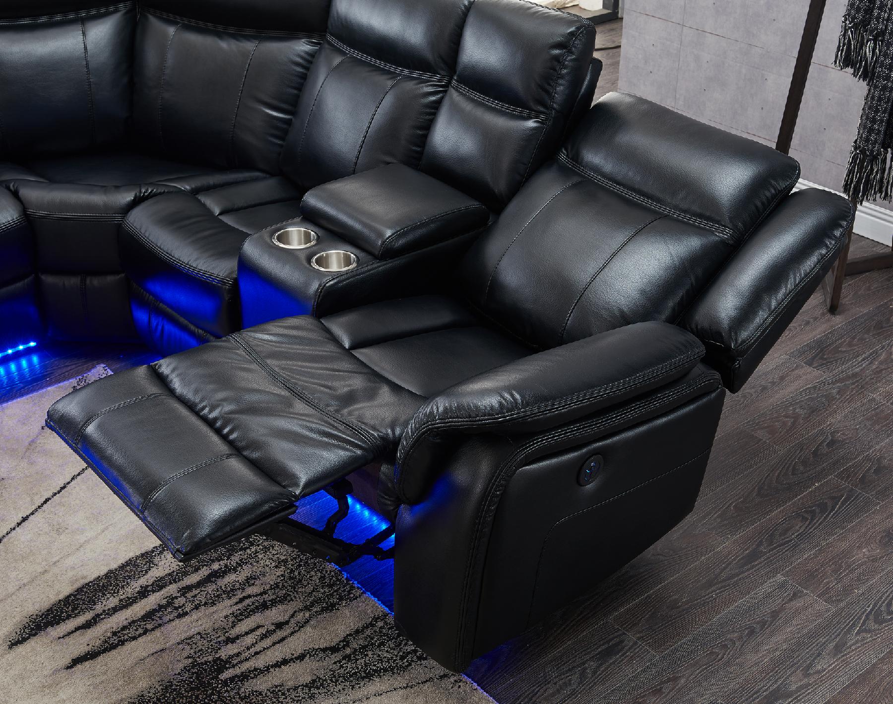 

    
UM02 Black Leather Gel Power Reclining Sectional w/LED Global USA

