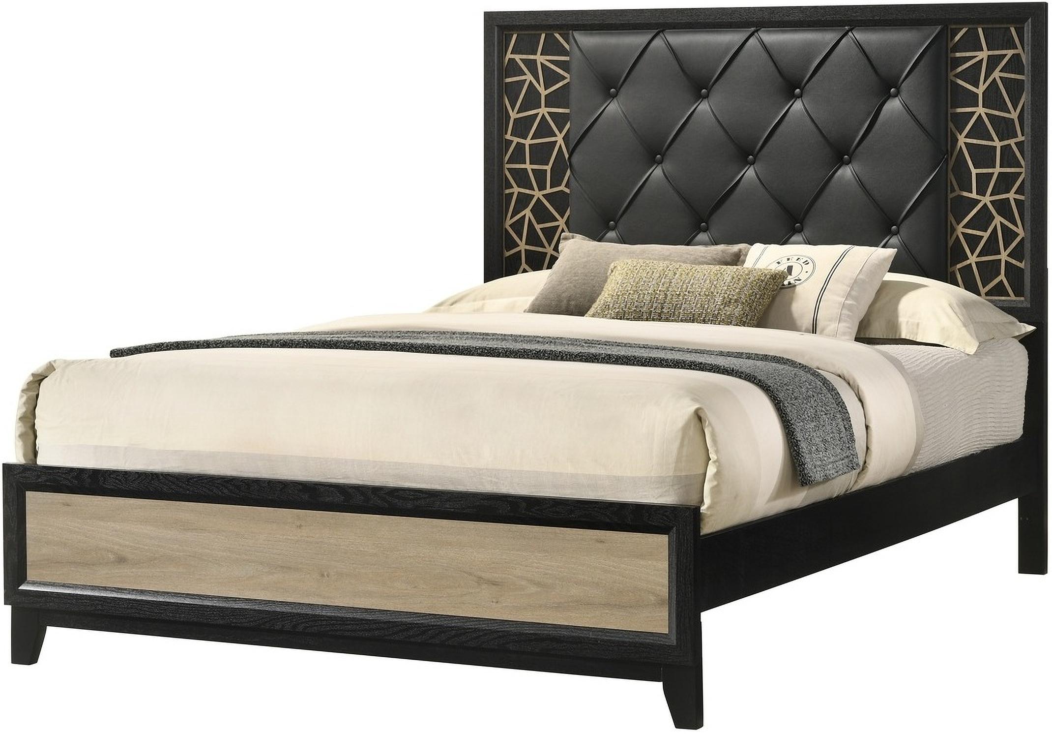 

    
Upholstered King Bed with Wooden Pattern In Black Selena Galaxy Home Contemporary
