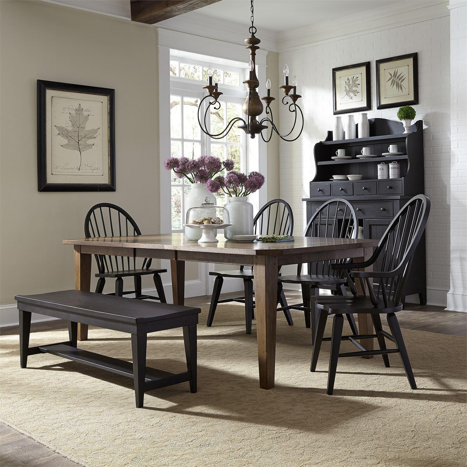 

    
Rustic Oak Finish Dining Room Set 6 Pcs Hearthstone (382-DR) Liberty Furniture
