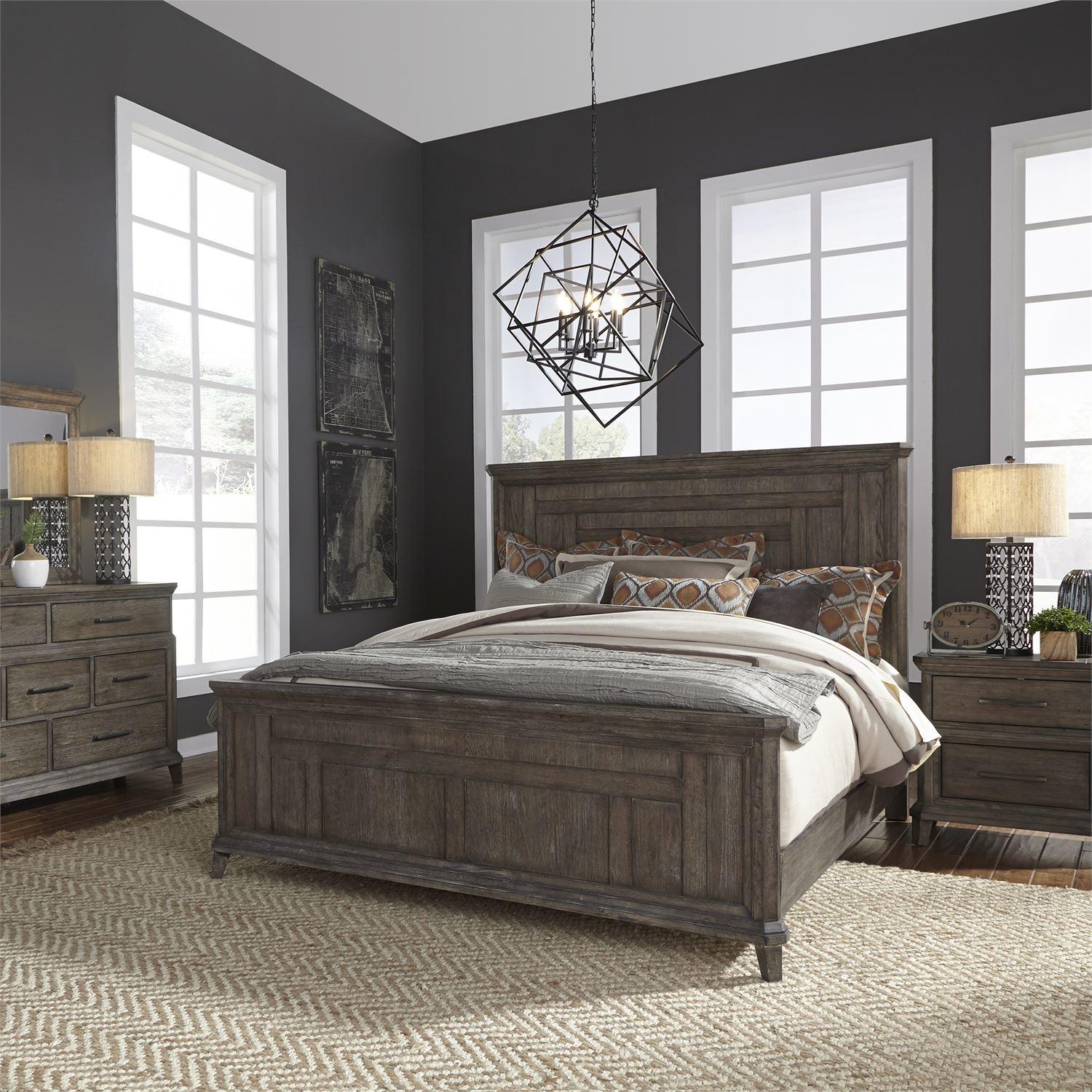 

    
Urban Gray Wood King Bed Set 4 Artisan Prairie 823-BR-KPBDMN Liberty Furniture
