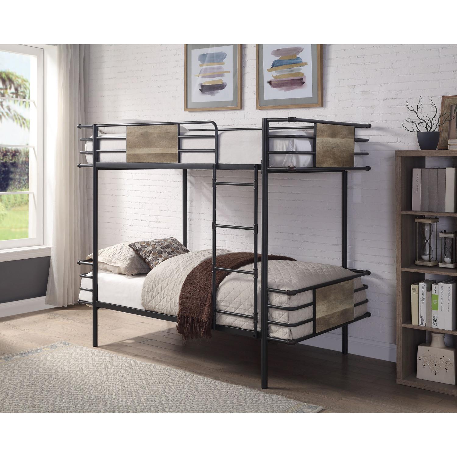 

    
Acme Furniture Deliz Twin/Twin Bunk Bed Gunmetal/Sand 38130
