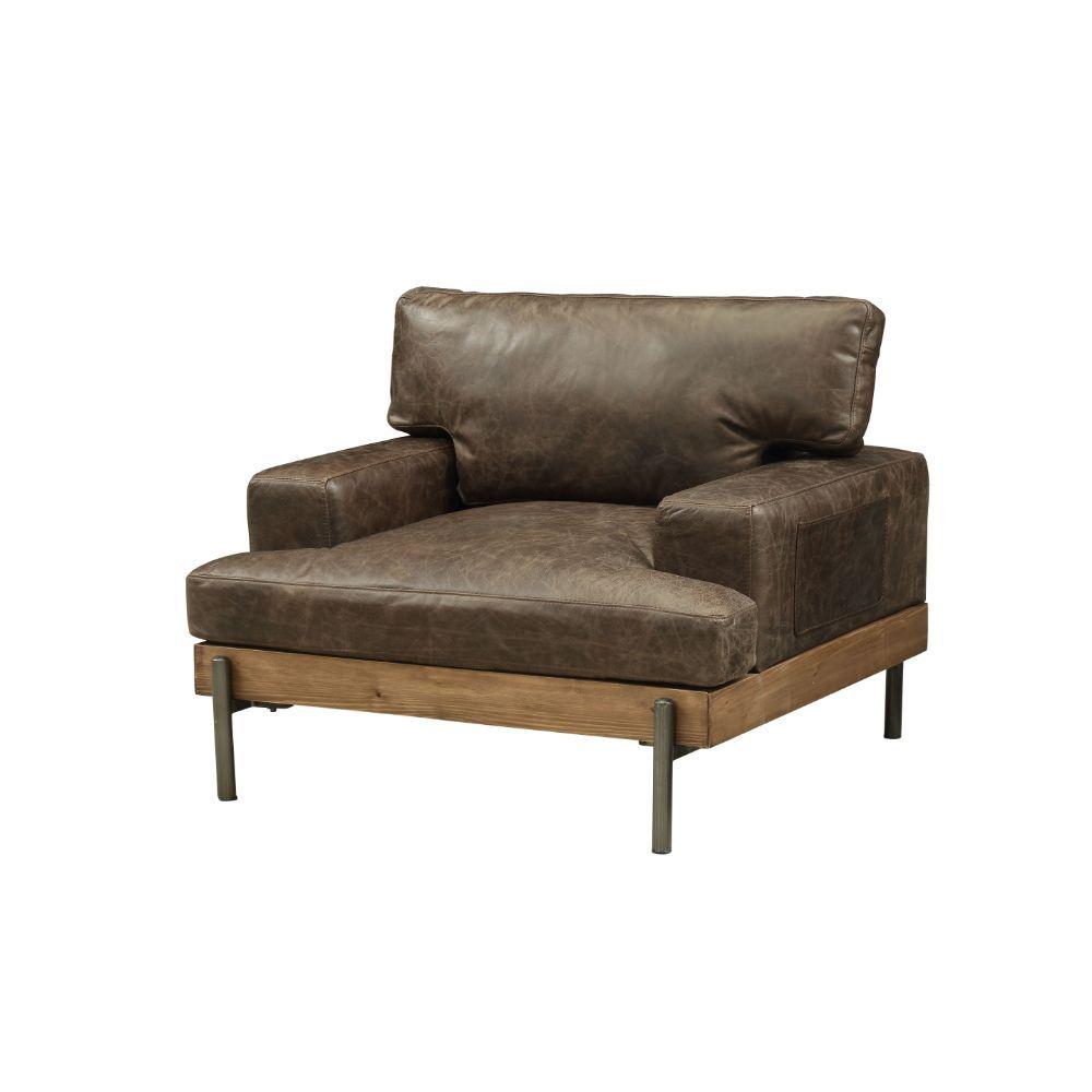 Contemporary Chair Bobby 1118CH in Chocolate Top grain leather