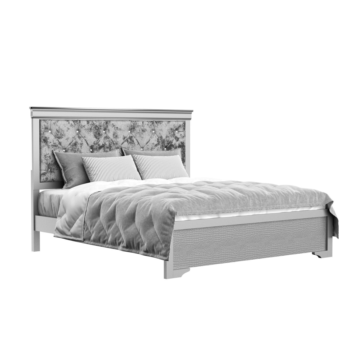

    
Global Furniture USA VERONA Platform Bedroom Set Silver/Gray VERONA - KB-Set-3
