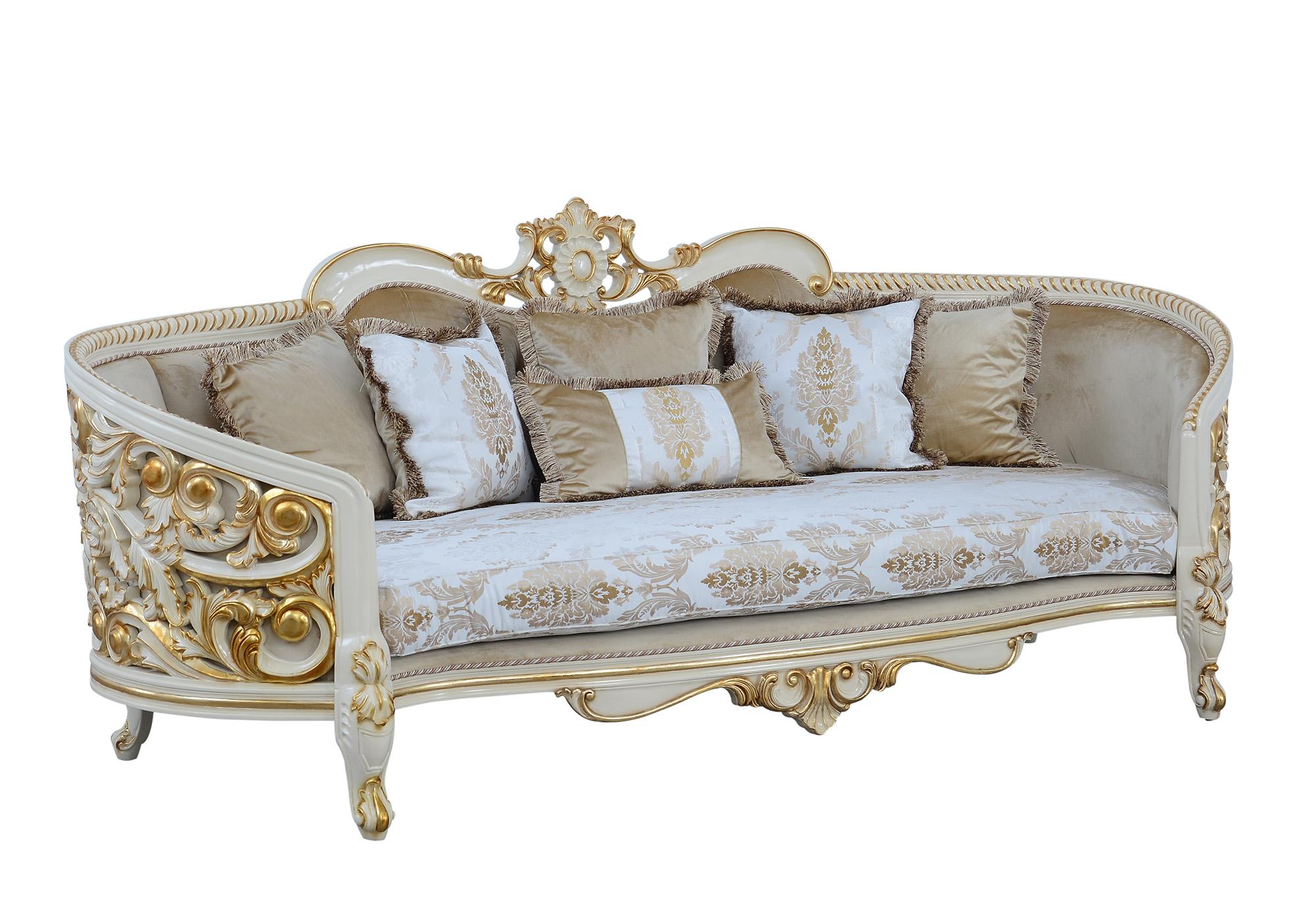 Classic, Traditional Sofa BELLAGIO 30017-S in Antique, Gold, Beige Fabric