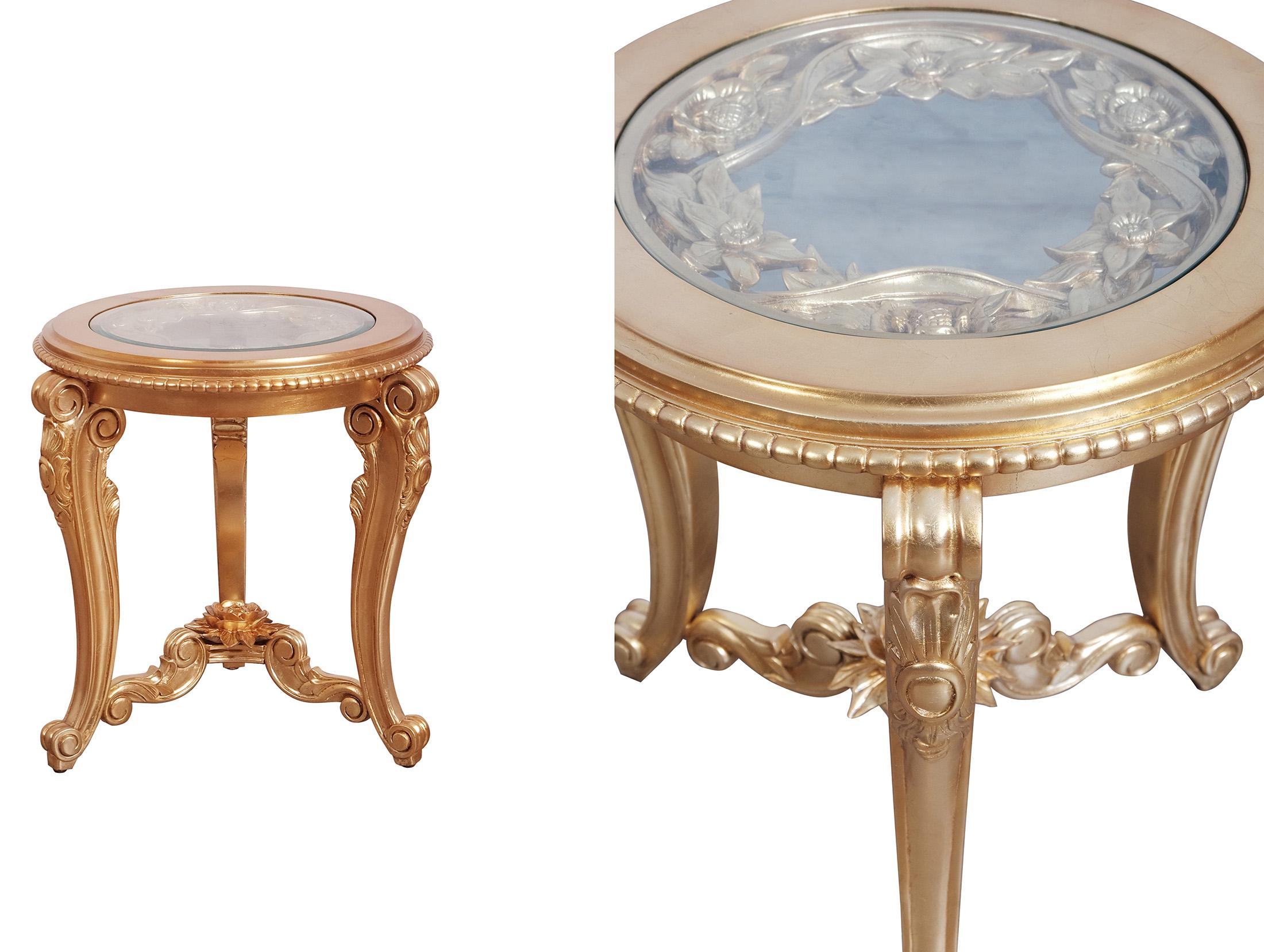 Classic, Traditional End Table BELLAGIO 30015-ET in Antique, Gold 