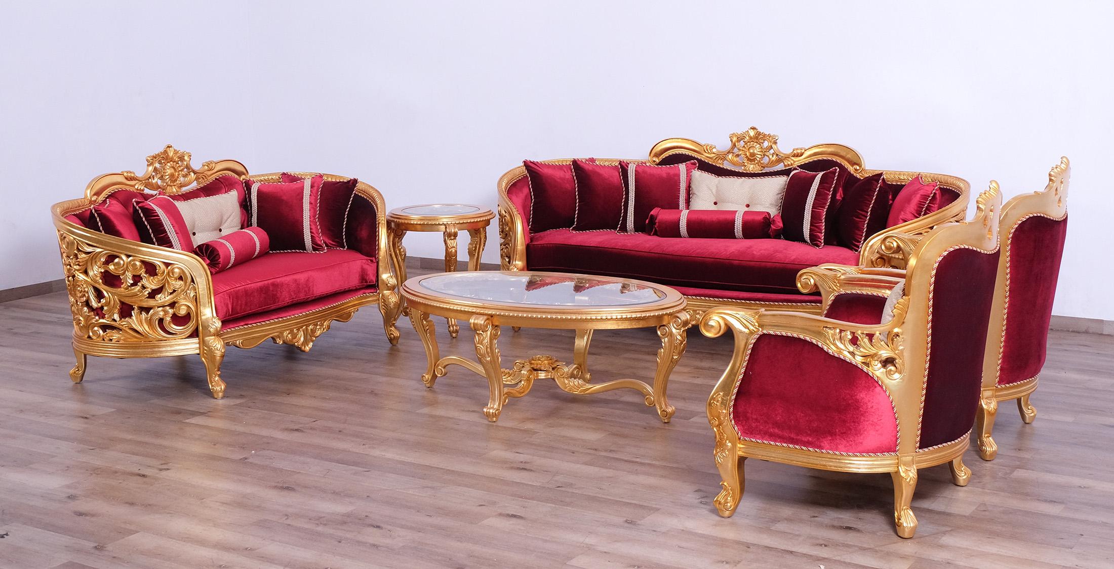 

    
 Order  Classic Burgundy Gold Fabric 30015 BELLAGIO II Sofa EUROPEAN FURNITURE
