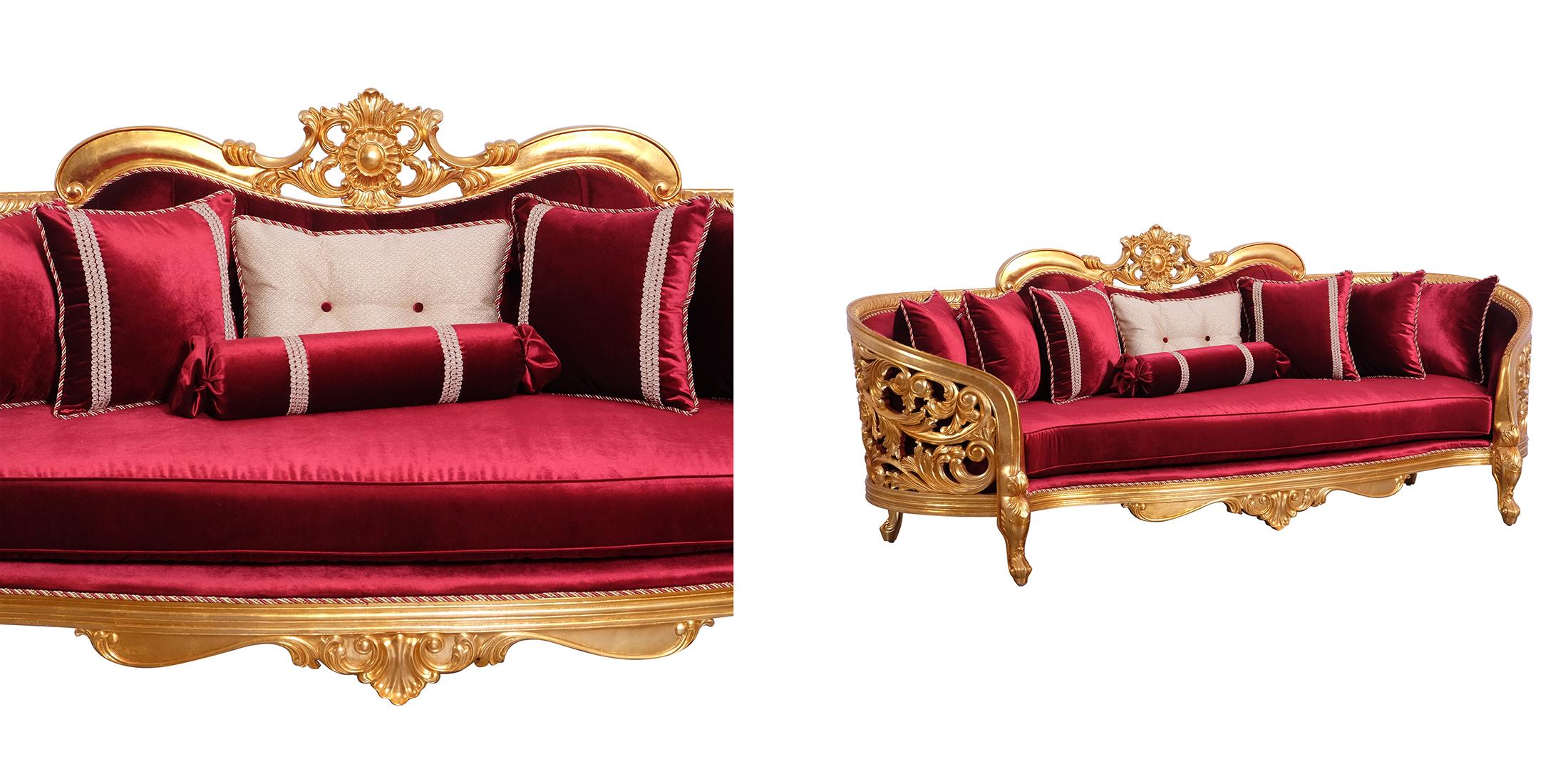 

    
 Photo  Classic Burgundy Gold Fabric 30015 BELLAGIO II Sofa Set 2Pcs EUROPEAN FURNITURE

