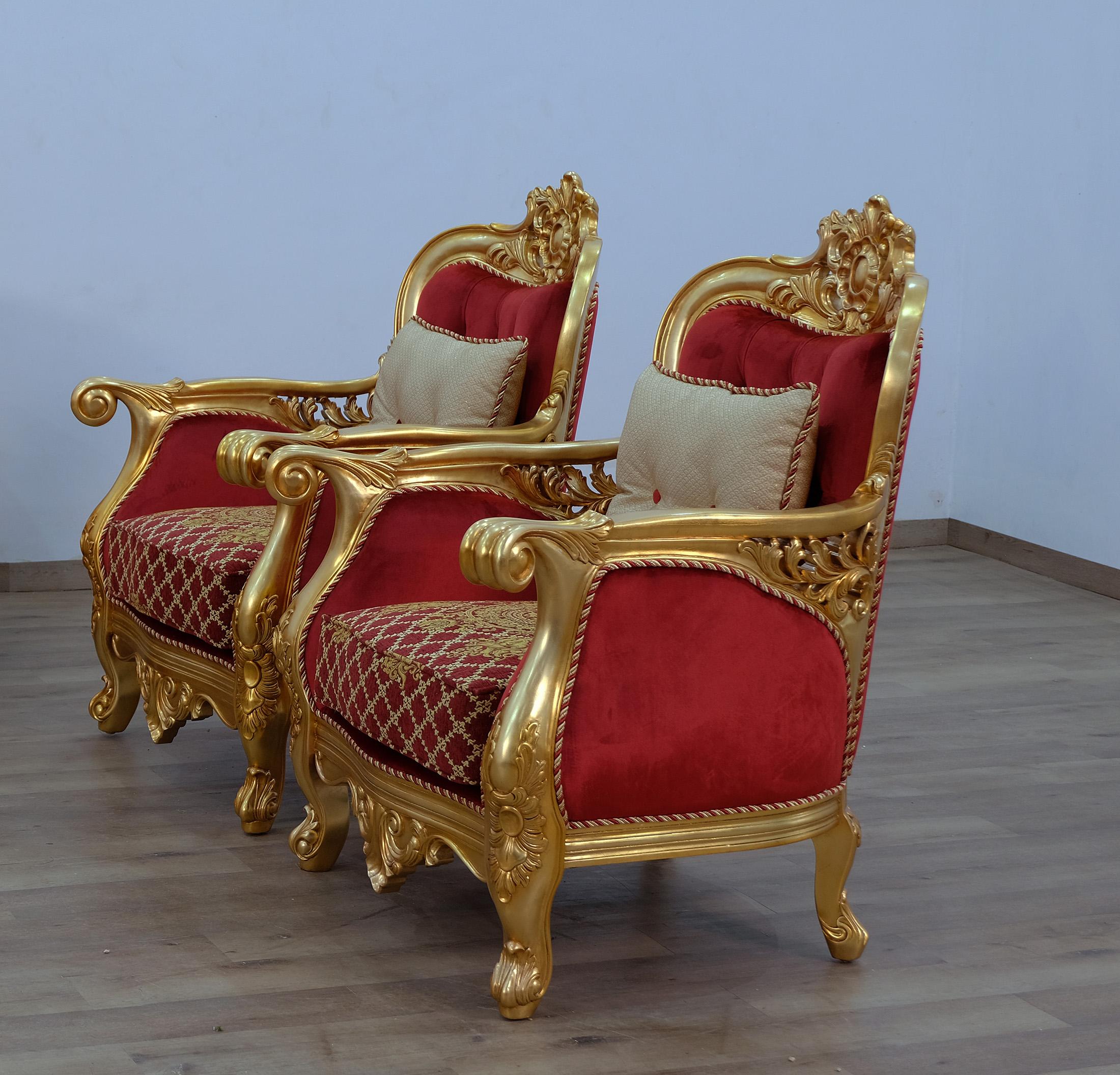 

    
Classic  Red Gold Fabric 30013 BELLAGIO II Chair Set 2Pcs  EUROPEAN FURNITURE
