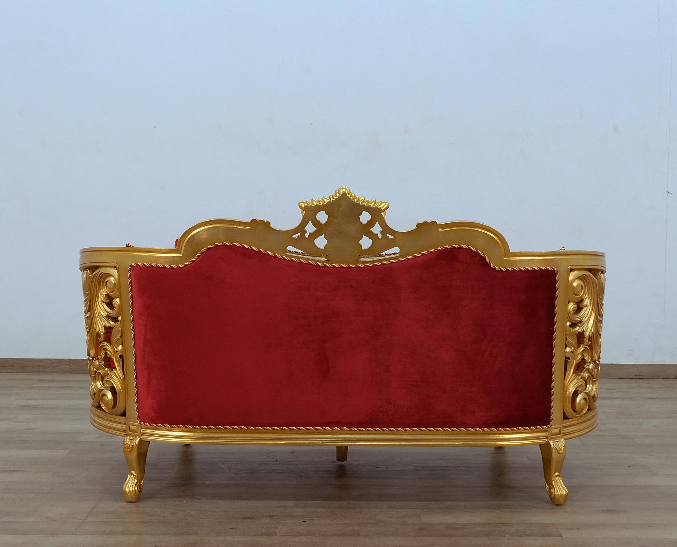 

    
 Photo  Classic Red Gold Fabric 30013 BELLAGIO II Sofa Set 2 Pcs EUROPEAN FURNITURE
