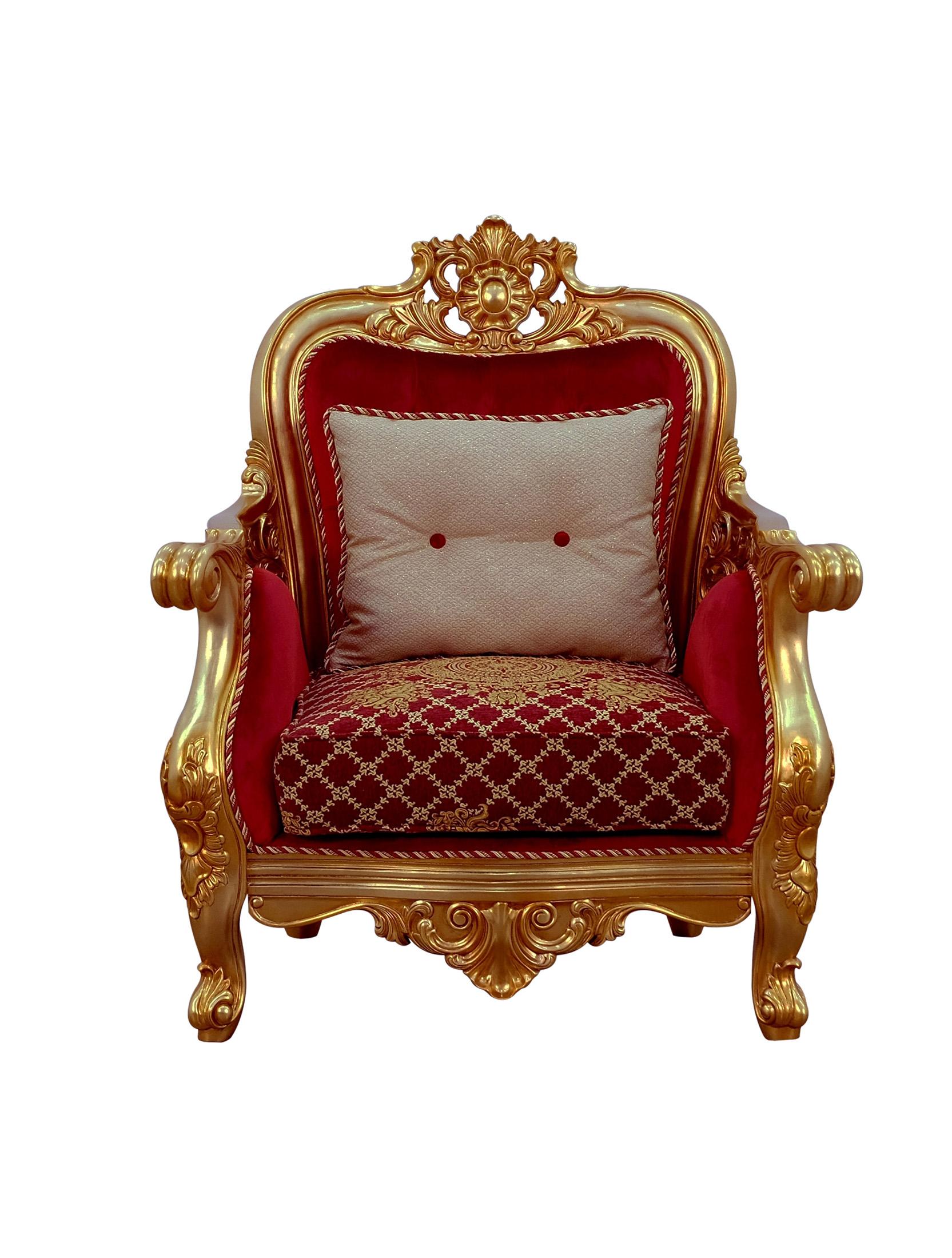 

    
 Order  Classic  Red Gold Fabric 30013 BELLAGIO II Sofa Set 3 Pcs EUROPEAN FURNITURE
