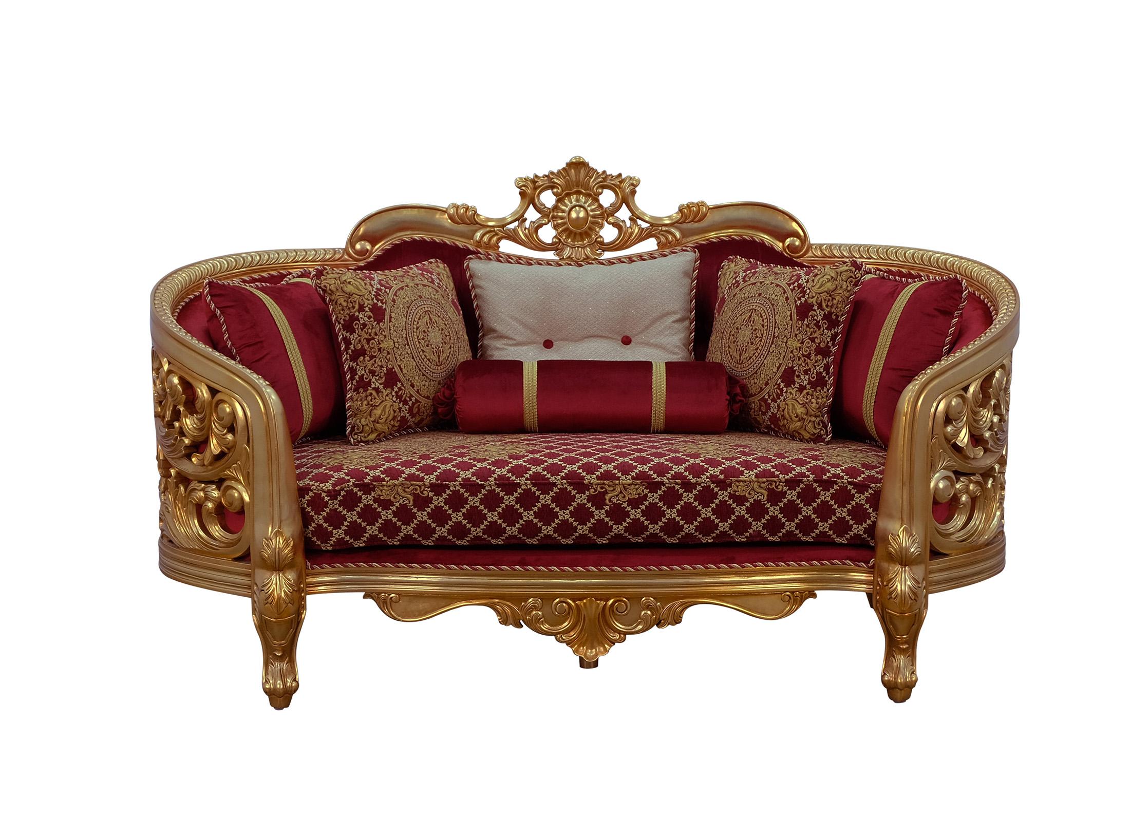 

        
EUROPEAN FURNITURE BELLAGIO II Sofa Set Antique/Red/Gold Velvet 6015416893836
