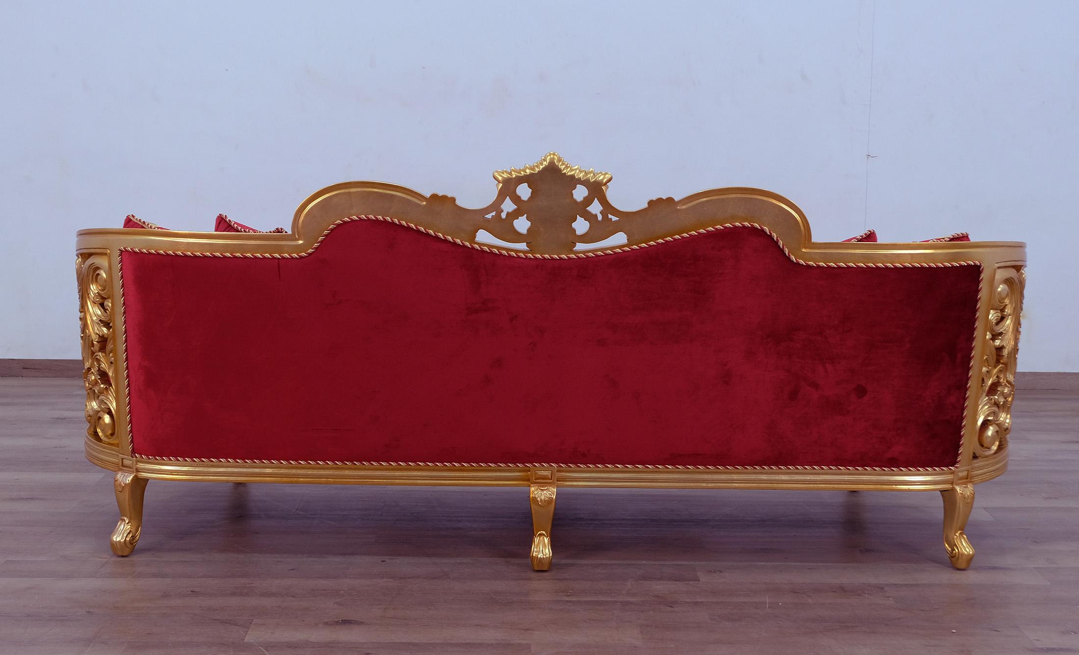 

    
Classic Red Gold Fabric 30013 BELLAGIO II Sofa Set 4Pcs  EUROPEAN FURNITURE
