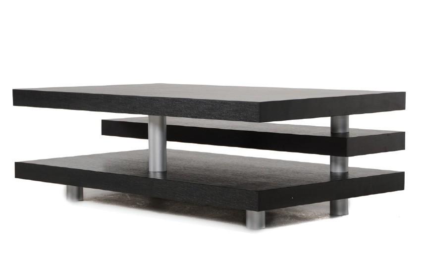 Contemporary, Modern Coffee Table A&X Adrian VGUN8872-1 in Silver, Black 
