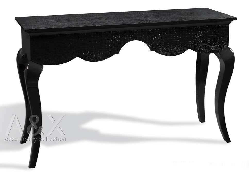 

    
Luxury Glossy Black Lacquer Console Table VIG A&X Baron Classic Traditional
