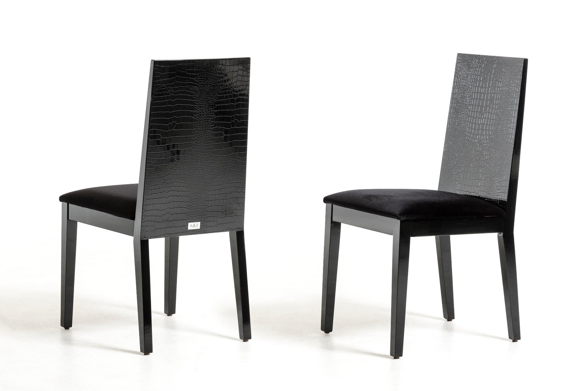 Modern Dining Chair Set VGUN0062-BLK VGUN0062-BLK in Black Fabric