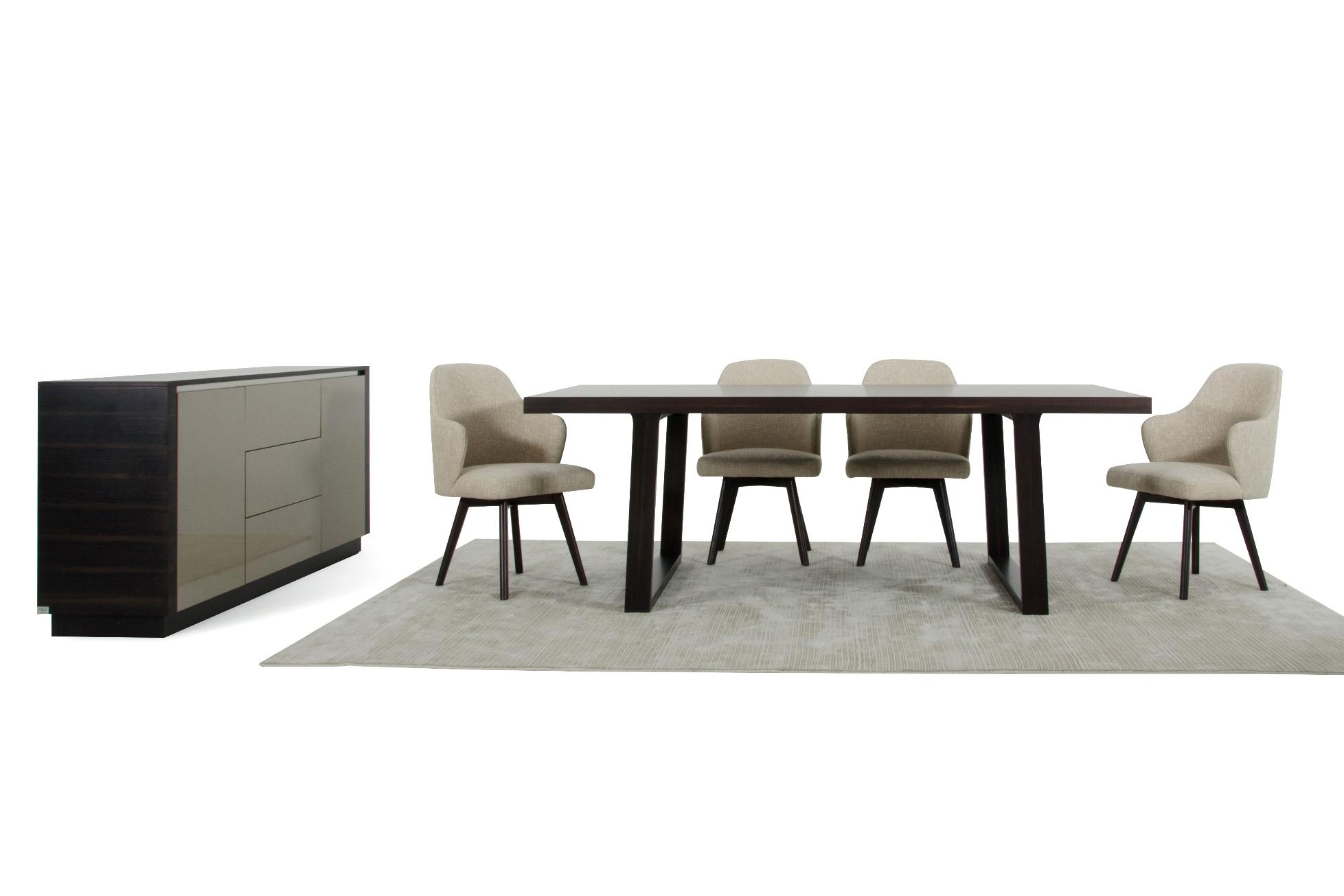 Contemporary, Modern Dining Sets A&X Caligari VGUNAC845-220 VGUNAC057-Set-7 in Brown, Beige Fabric