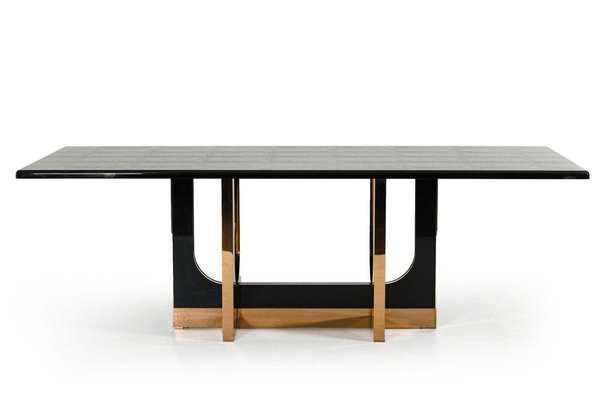 Contemporary, Modern Dining Table Padua VGUNCC835-240 in Black Lacquered Crocodile Textured Finish