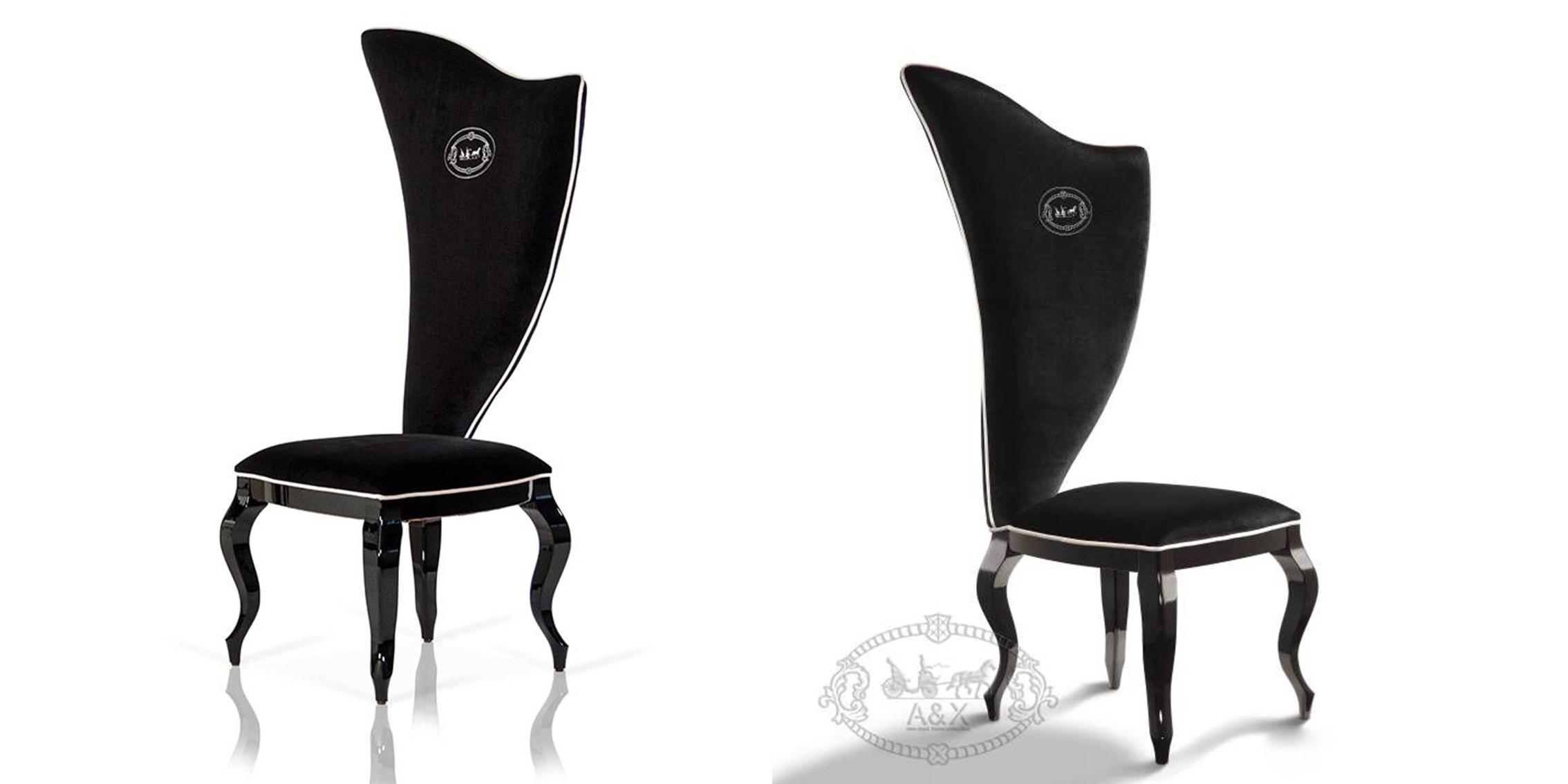 Transitional Dining Chair Set A&X Sovereign VGUNRC017-2 in Black Velvet
