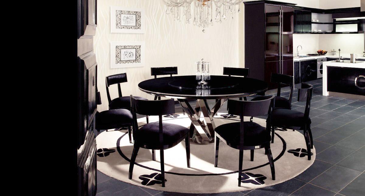 

    
VIG A&X Spiral Luxury Round Glossy Black Dining Table w Lazy Susan Modern
