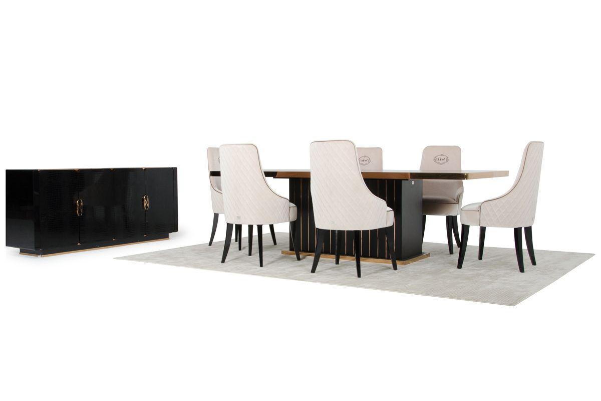 Contemporary, Modern Dining Room Set Talin VGUNCC842-240-8pcs in Black Crocodile Texture
