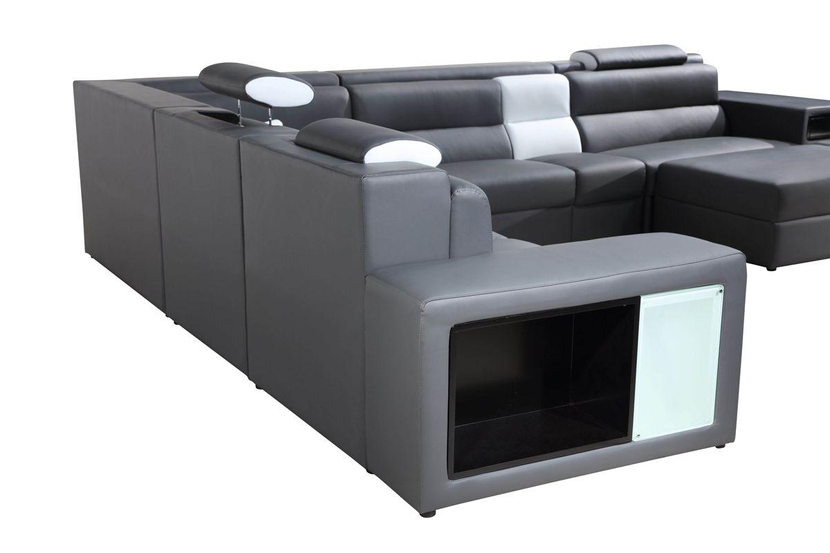 

        
VIG Furniture VGEV5022-GR-BL Sectional Sofa Gray Bonded Leather 00840729101127
