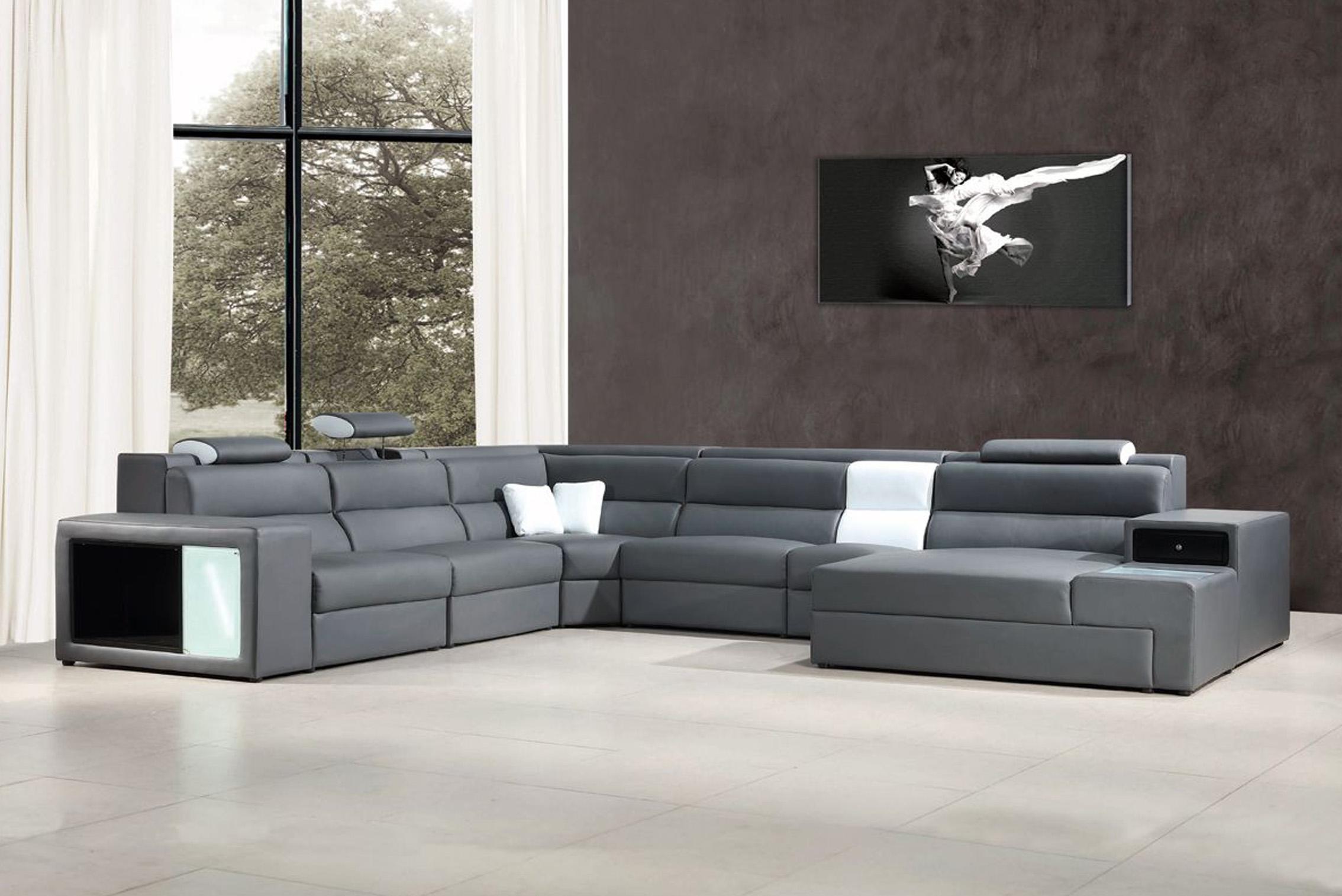 

    
Grey Bonded Leather RIGHT Sectional Sofa Divani Casa Polaris VIG Contemporary
