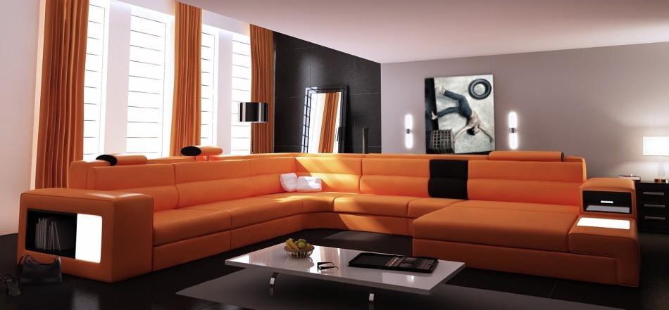 

    
 Order  Orange Bonded Leather Sectional Sofa Divani Casa Polaris VIG Contemporary Modern
