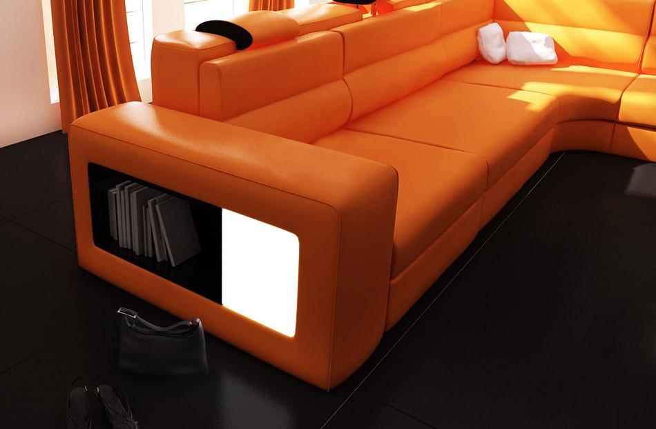 

    
 Shop  Orange Bonded Leather Sectional Sofa Divani Casa Polaris VIG Contemporary Modern
