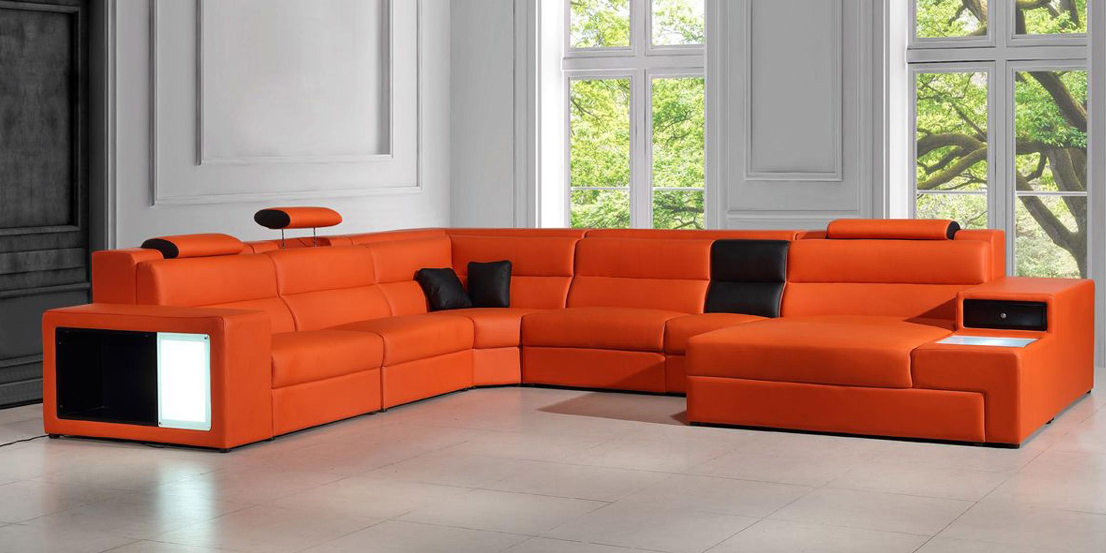 

    
Orange Bonded Leather Sectional Sofa Divani Casa Polaris VIG Contemporary Modern
