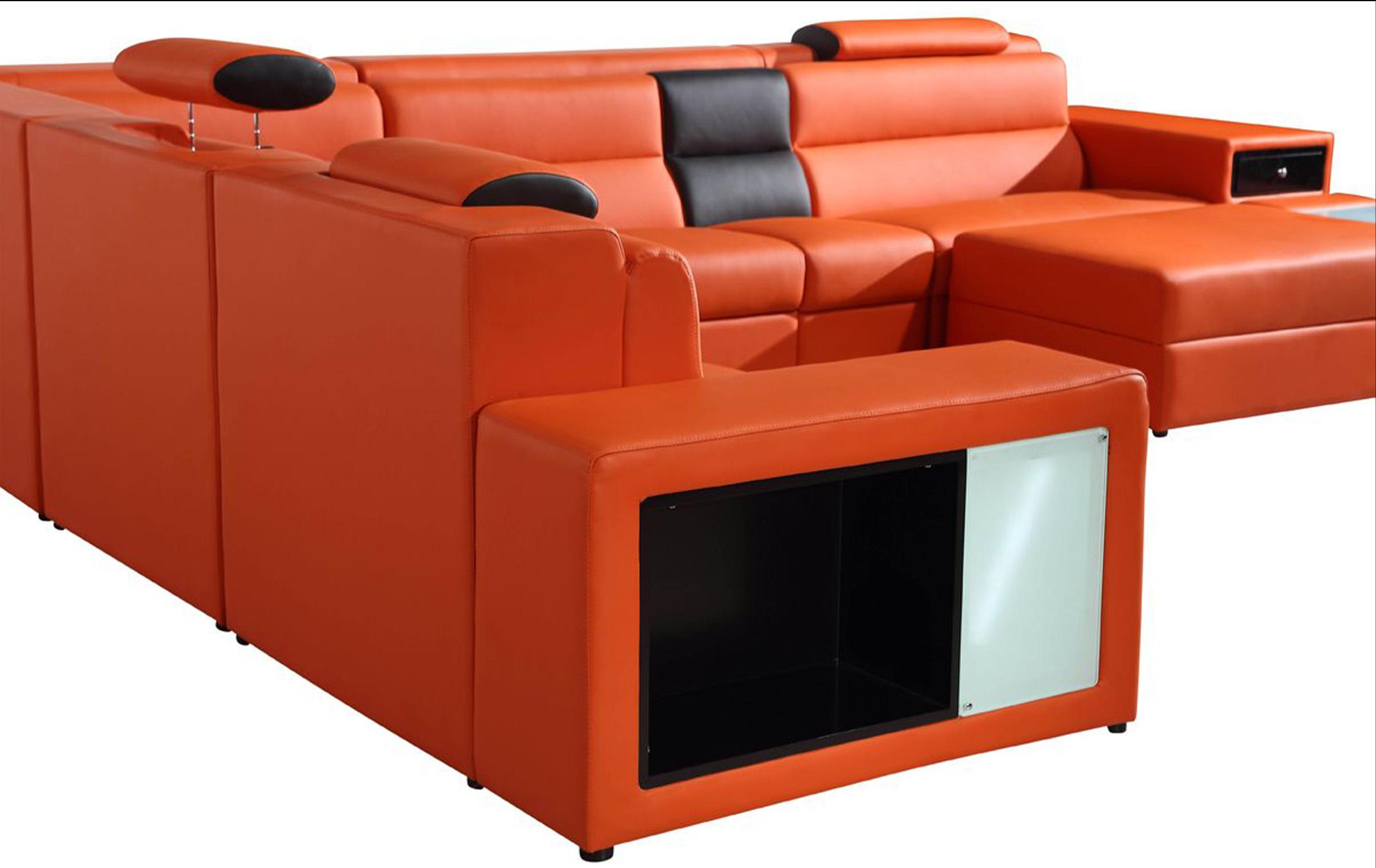 

        
VIG Furniture Divani Casa Polaris Sectional Sofa Orange Bonded Leather 00840729101158
