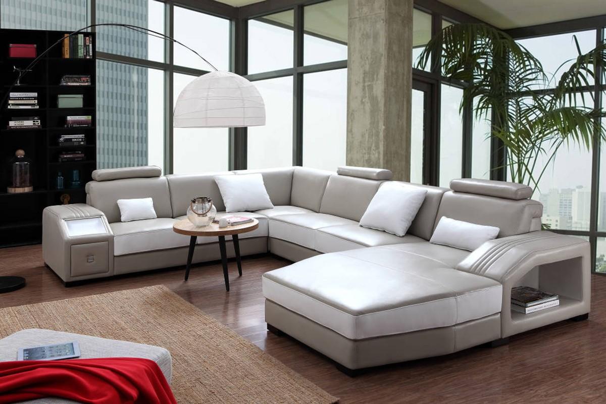 

    
VIG Divani Casa Charlie Modern Light Grey-White Leather Sectional Sofa w Ottoman
