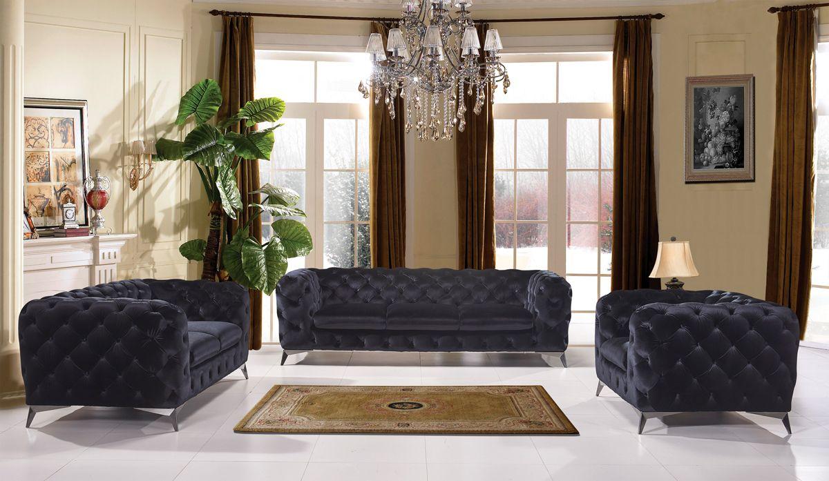 

    
VIG Furniture Divani Casa Delilah Sofa Loveseat and Chair Set Black VGCA1546-BLK-Set-3
