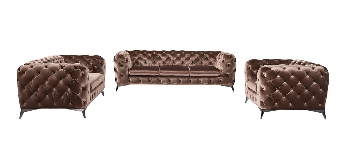 

    
VIG Furniture Divani Casa Delilah Sofa Loveseat and Chair Set Brown VGCA1546-BRN-Set-3
