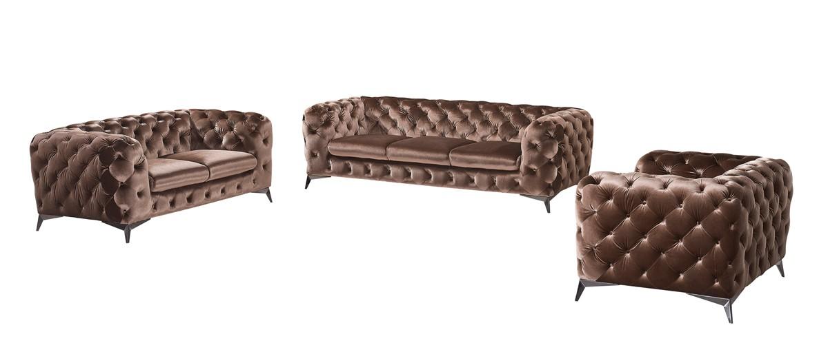 

                    
VIG Furniture Divani Casa Delilah Sofa Loveseat and Chair Set Brown Velour Purchase 
