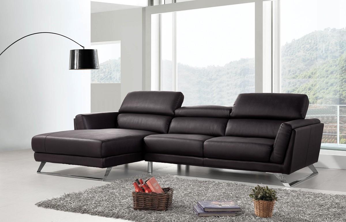 Contemporary, Modern Sectional Sofa Divani Casa Doss VGBNSBL-9214-BLK-Sectional-LHC in Black Eco Leather
