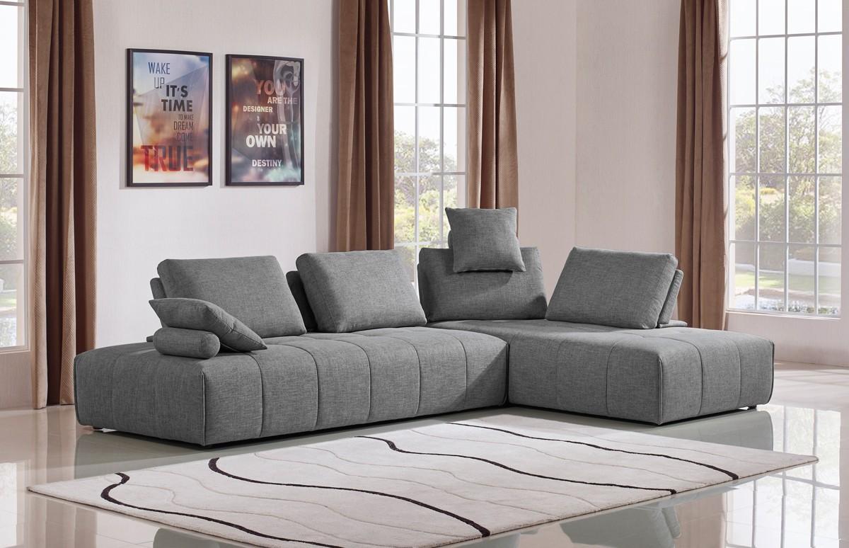 Contemporary, Modern Sectional Sofa Divani Casa Edgar VGMB-1765-GRY in Light Gray Fabric