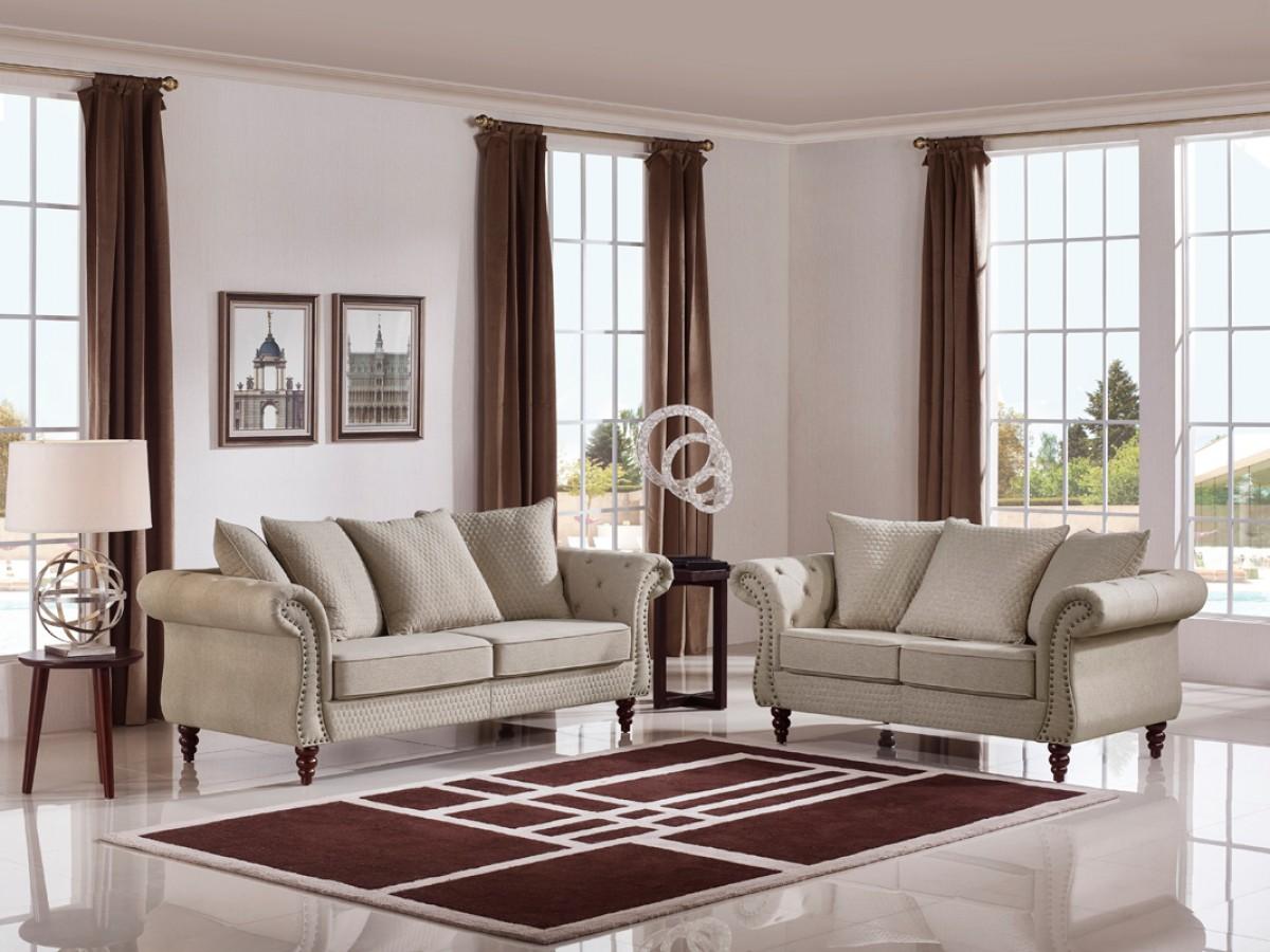 

    
Beige Fabric Tufted Sofa Set 3Pc VIG Divani Casa Nadine Transitional Classic
