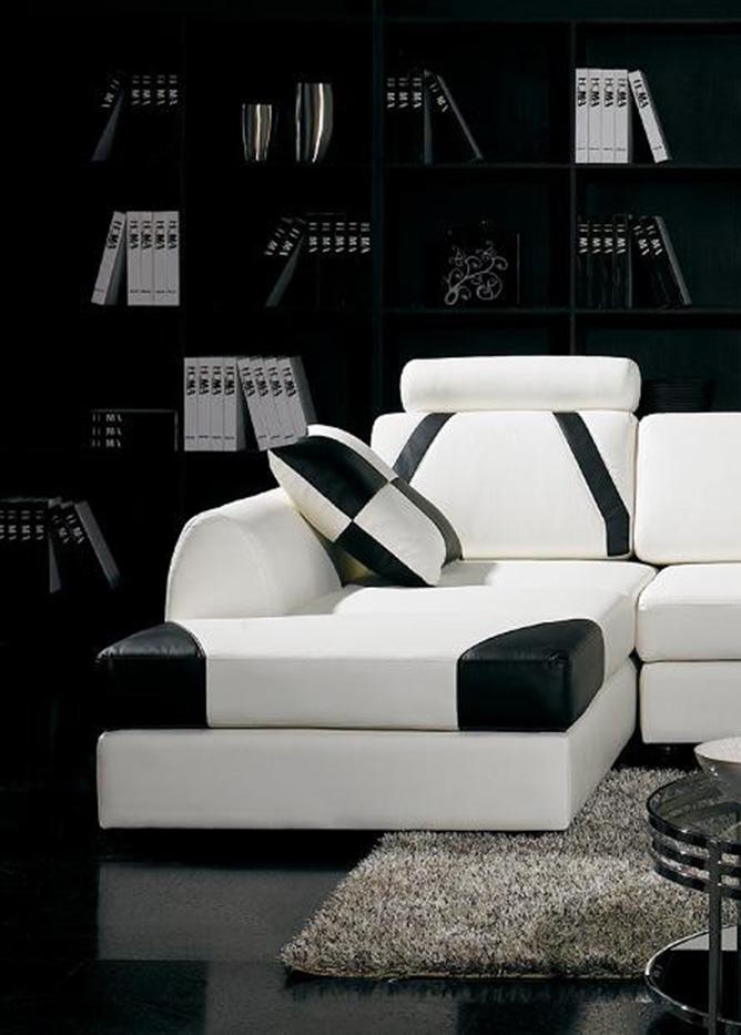 

    
VIG Divani Casa T57 White Black Bonded Leather Living Room Sectional Sofa Modern
