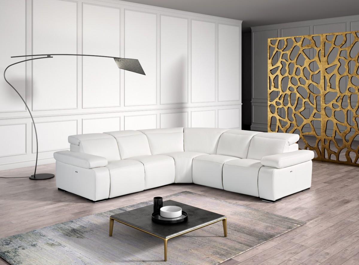 Contemporary, Modern Reclining Sectional Estro Salotti Hyding VGNTHYDING-WHT in White Italian Leather