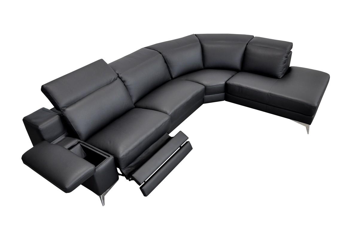 Modern Sectional Sofa VGNTHYPNOSE-BLK VGNTHYPNOSE-BLK in Black Italian Leather