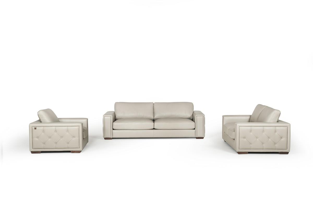 

    
Light Grey Full Italian Leather Sofa Set 3P VIG Estro Salotti Iseo Contemporary
