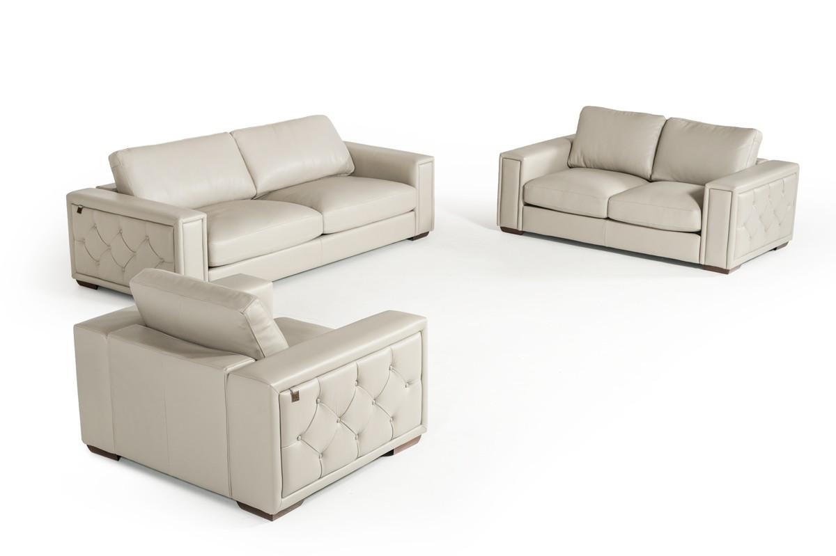 Contemporary, Traditional Sofa Set VGNTISEO-LTGRY VGNTISEO-LTGRY in Light Gray Full Leather