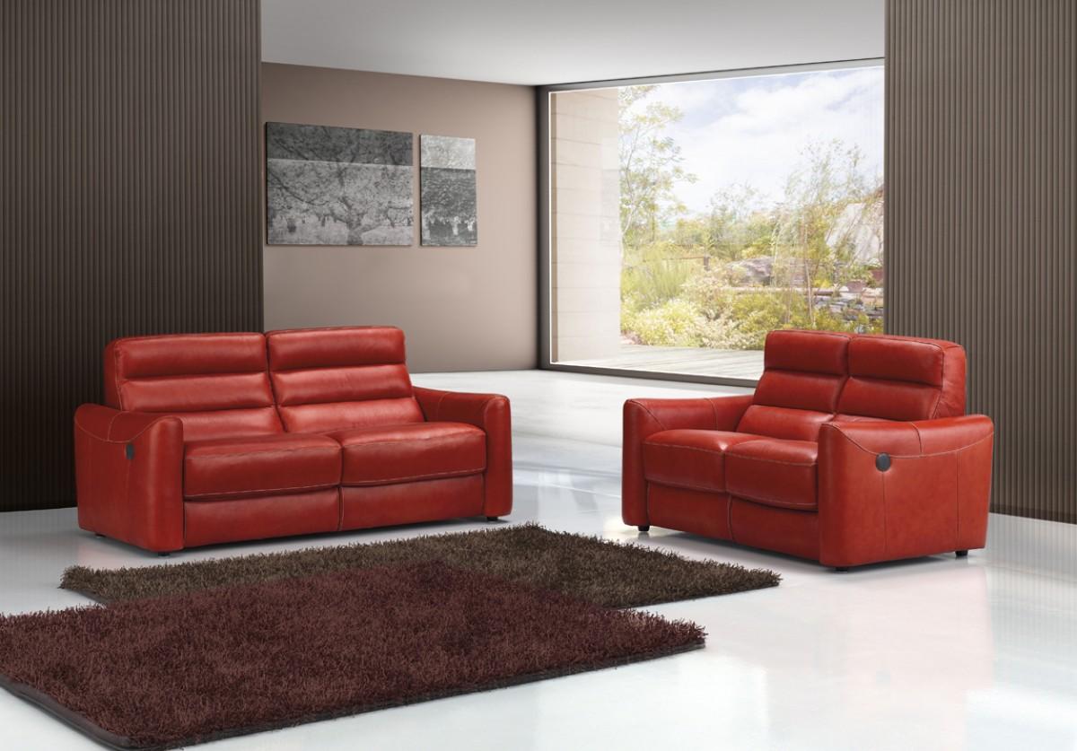 Contemporary, Modern Sofa Set VGNTLEVANTE-RED VGNTLEVANTE-RED in Red Full Leather