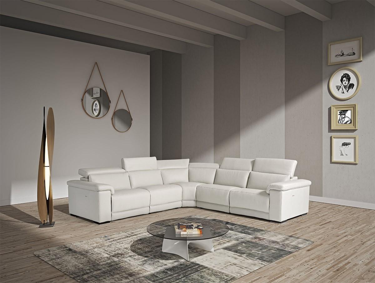 Contemporary, Modern Reclining Sectional Estro Salotti Palinuro VGNTPALINURO-WHT in White Italian Leather