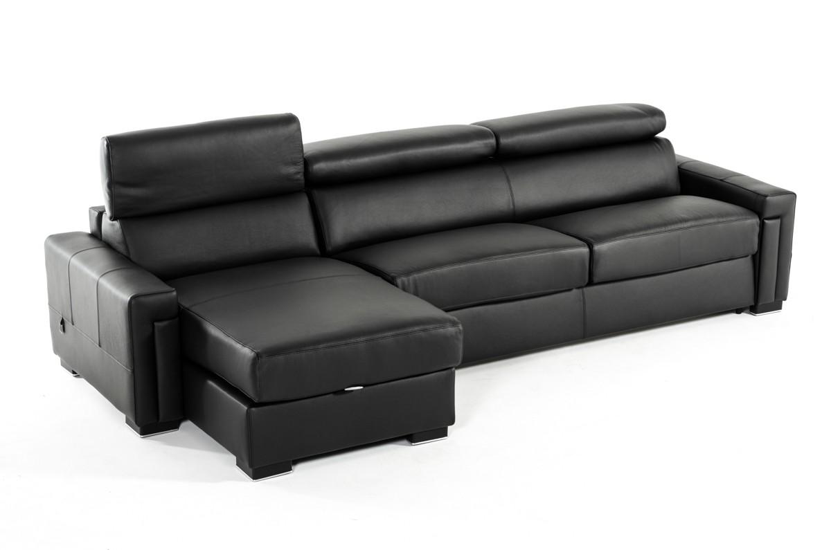 

    
VGNTSACHA-BLK Black Genuine Leather Sectional Sofa Bed VIG Estro Salotti Sacha MADE IN ITALY
